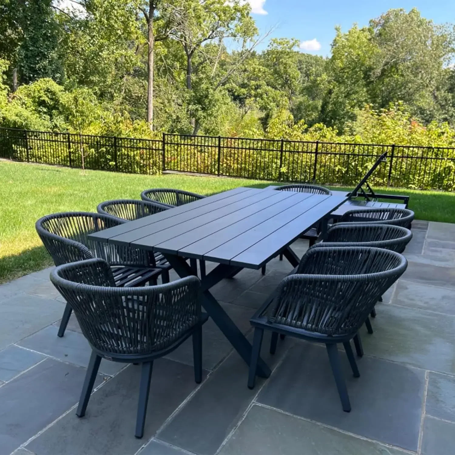 9 Pieces Patio Dining Sets All-Weather Wicker Outdoor Patio Furniture with Table All Aluminum Frame Deck Outdoor Dining