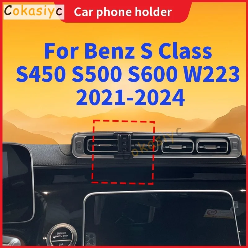 Für Mercedes Benz S-Klasse S450 S500 S600 W223 2021-2024 Auto-Handyhalterung Spezielle Fixierte Basis Kabelloses Laden Auto-Zubehör
