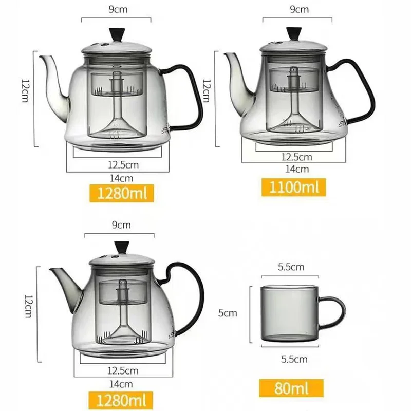 Cooking Puer Flower Tea High Borosilicate Glass Teapot  With Tea Strainer Infuser Filter Steaming And Boiling Kungfu Tea Pot