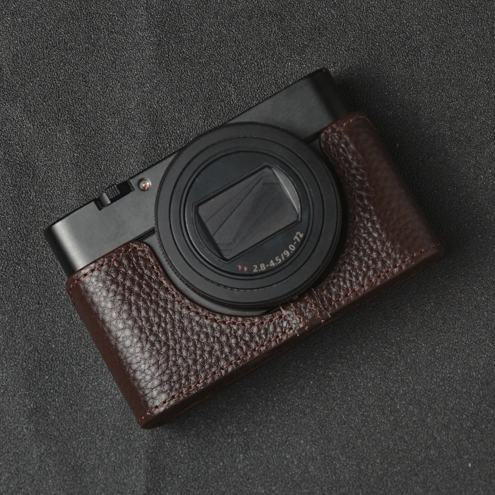 

Genuine Real Leather Half Camera Case Bag Cover For Sony RX100M6 Case RX100 VI Case Camera Bag Photography Accessories