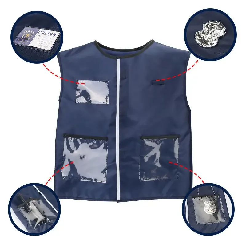 أزياء الشرطة التنكرية للأولاد والبنات، ألعاب الشرطة، رجل الشرطة، البوصلة، الصافرة، شارة الشرطة، دعائم أزياء الكرنفال، الهالوين