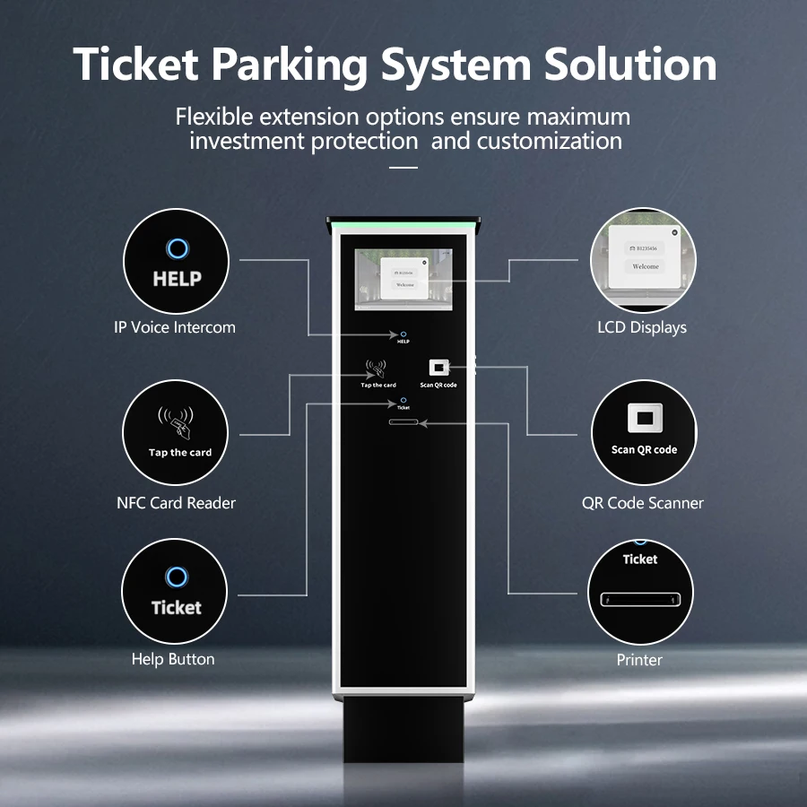 Smart Parking Lot Management Automatic Parking Barrier Gate LPR Parking Ticket System