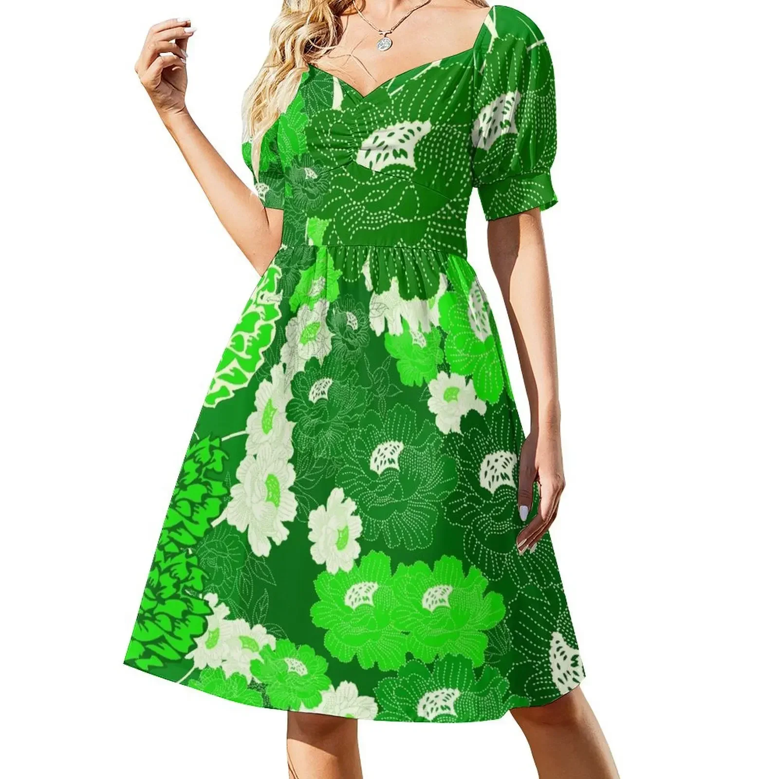 

Green & white flower power Sleeveless Dress women long dresses beach dresses bandage dress Dress