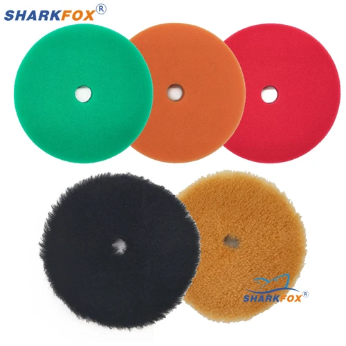 Sharkfox-almohadillas de pulido de esponja para coche, 5 piezas, 5 ""(125mm)/6""(150mm), mezcla de colores, para DA/RO/GA