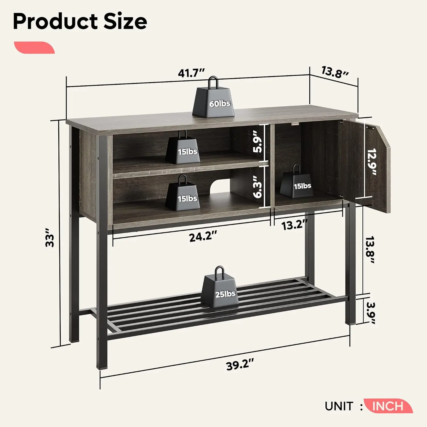 NEWCoffee Bar with Storage Buffet Cabinet Kitchen Sideboard with Adjustable Shelves Console Table for Kitchen Dinning Room