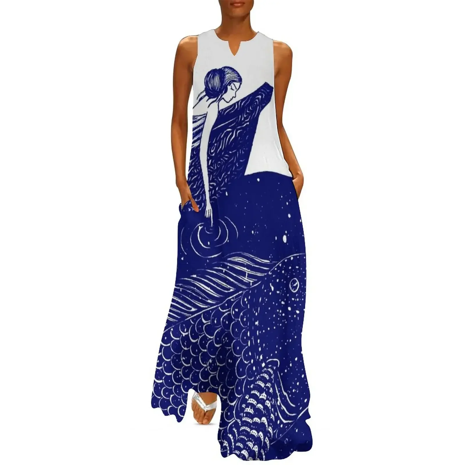 

The Blue Shimmering Sea Lights Long Dress luxury dress long sleeve dress