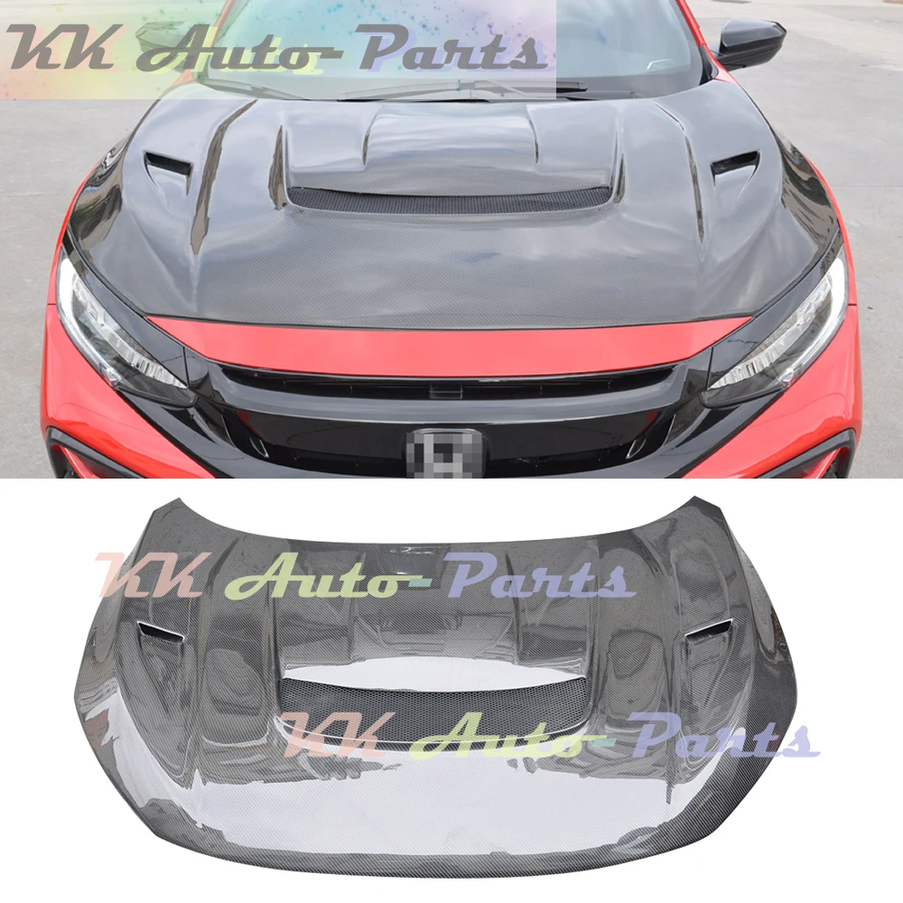 

For Honda CIVIC FC1 FK7 FK8 10TH Carbon Fiber Car Front Engine Hood Cover Bonnet Auto Tuning Body Kit