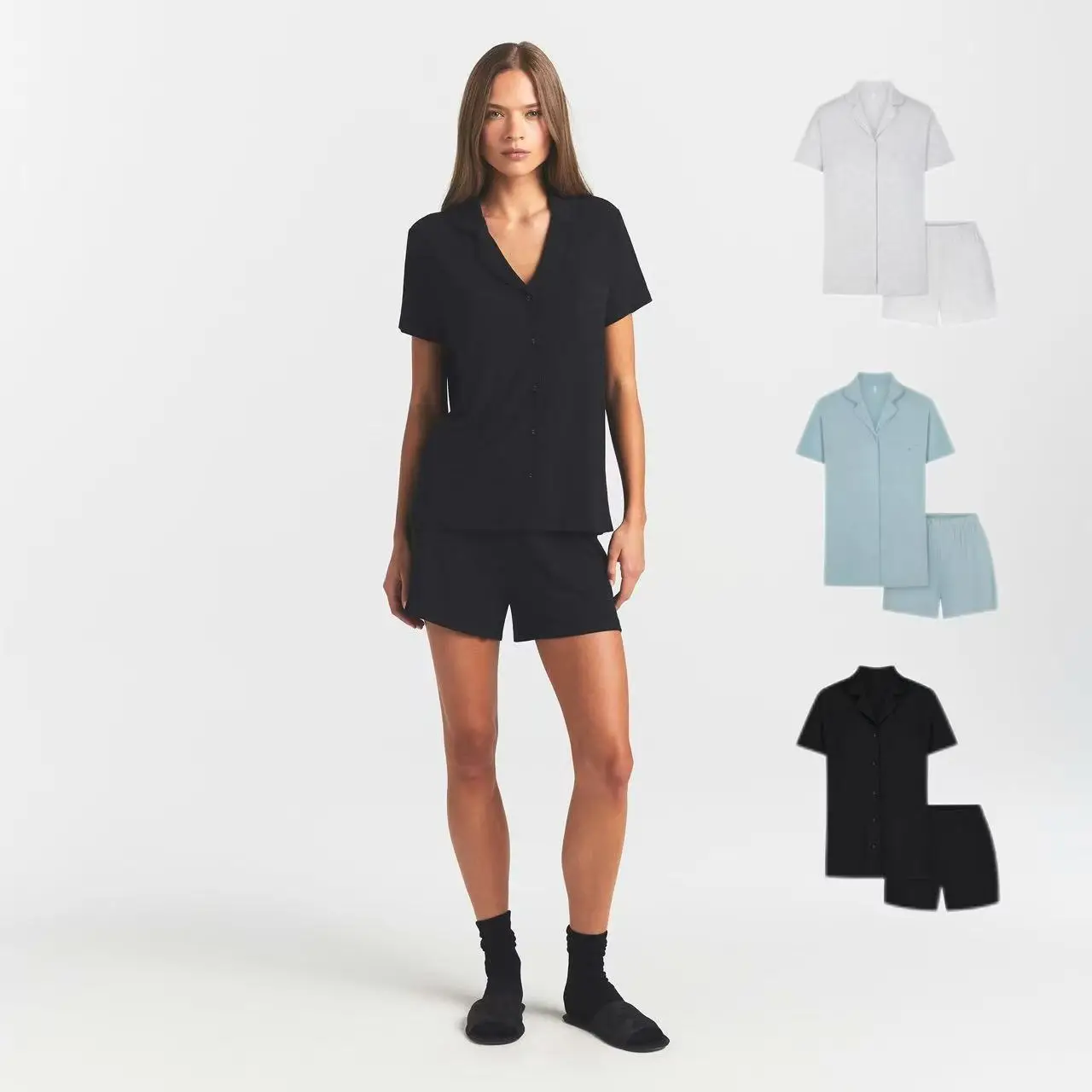 Conjunto de Pijama KIM 26SS, Camiseta de Manga Corta y Pantalones Cortos, Ropa de Dormir para Verano