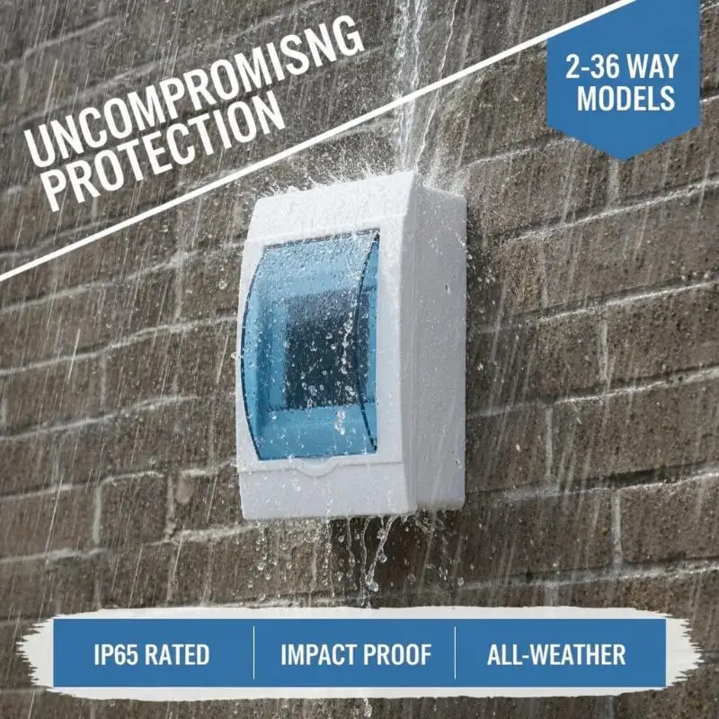 HT Series IP65 Waterproof Distribution Box ABS Electrical Junction Box Outdoor Circuit Breaker Enclosure 3-12 Ways