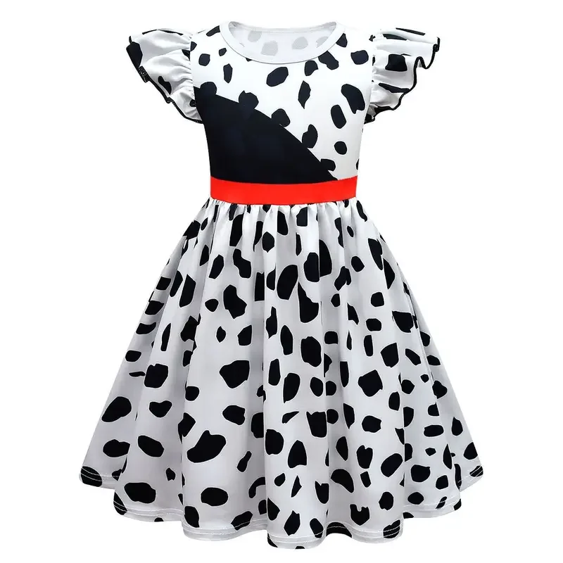 Urso casa cruella de vil cosplay traje meninas ternos de festa de halloween vestido preto branco vestido de empregada com luvas feifei2025 ppt01..