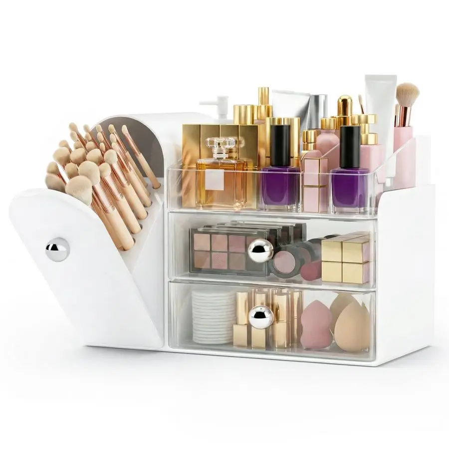 

Organizer,Vanity Organizer with Makeup Brush Holder,Large Skincare Organizers and Bathroom Countertop Organizer,Storage Lipstick