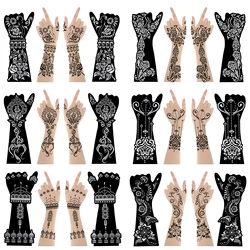 12sheet/Lot S9 Large Hand Henna Tattoo Stencils Kit, Flower Airbrush Mehndi Indian Tattoo Templates Stencil for Hand Paint