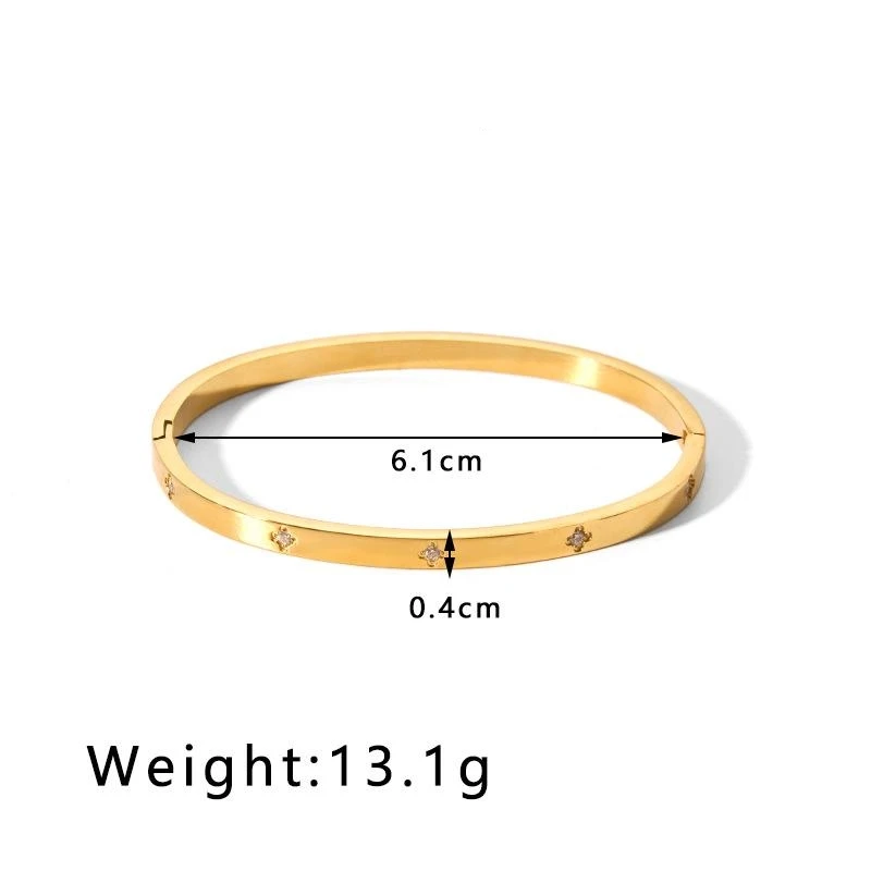 UILZ بسيطة أربعة أوراق كلوف زيركون الفولاذ المقاوم للصدأ سوار مجموعة للمرأة المجوهرات الأنيقة لمناسبات السفر واللباس الحزب