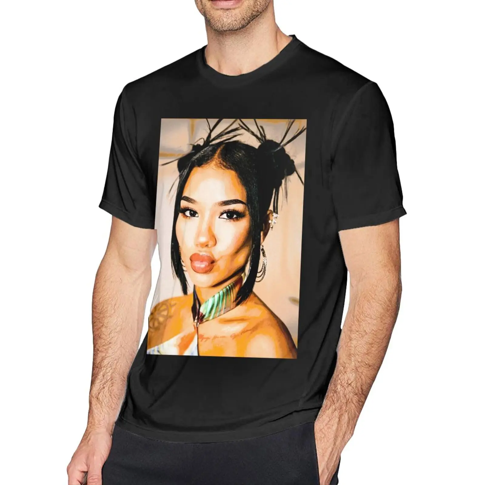 Jhene Music Aiko Shirt Men'S Personalised Crew Neck Short Sleeve T  Cool Graphic Tees Black Anime  T-shirts for Men