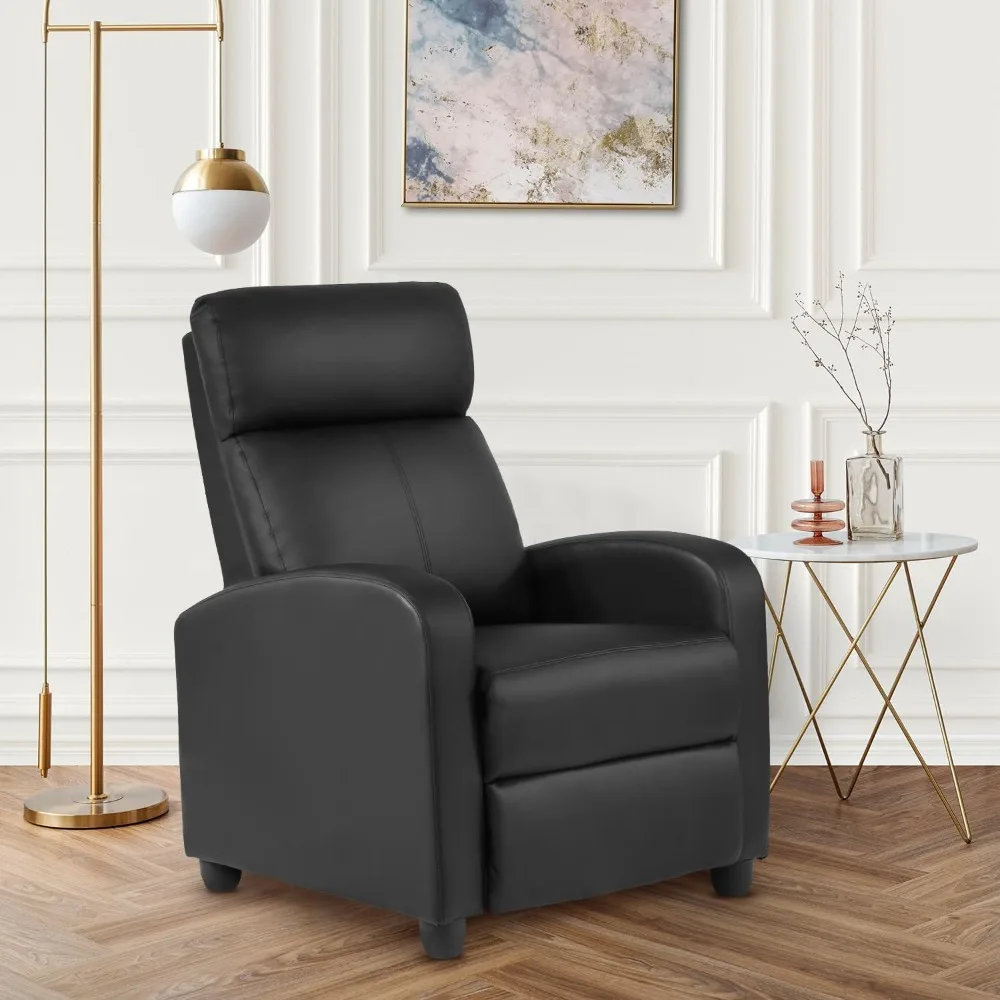 FDW Recliner Chair with 2 Point Massage Function, Black PU Leather