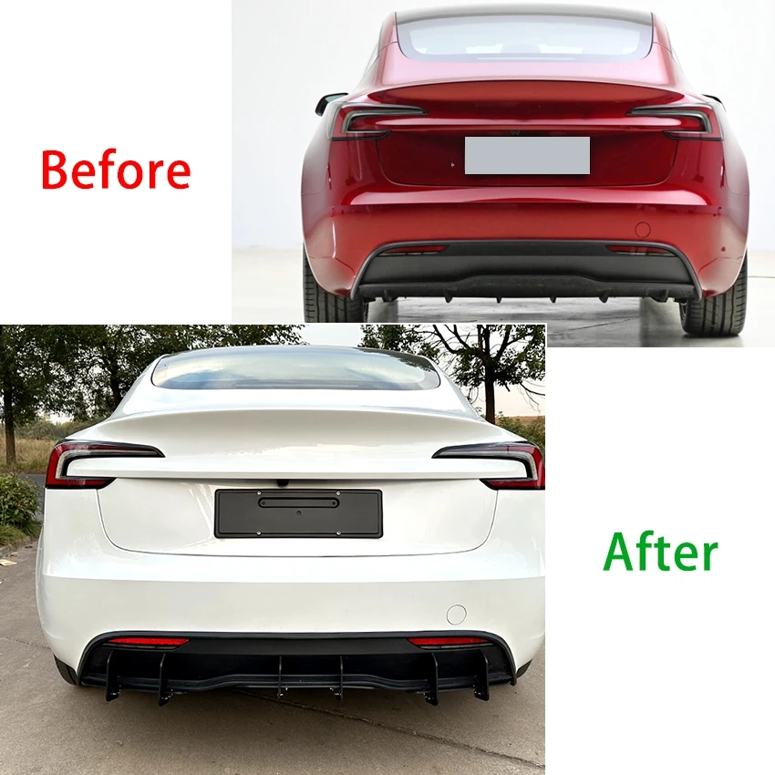 Rear Bumper Lip Diffuser Spoiler Splitter Protector Car Styling Auto Accessories Decoration For Tesla Model 3 2023+