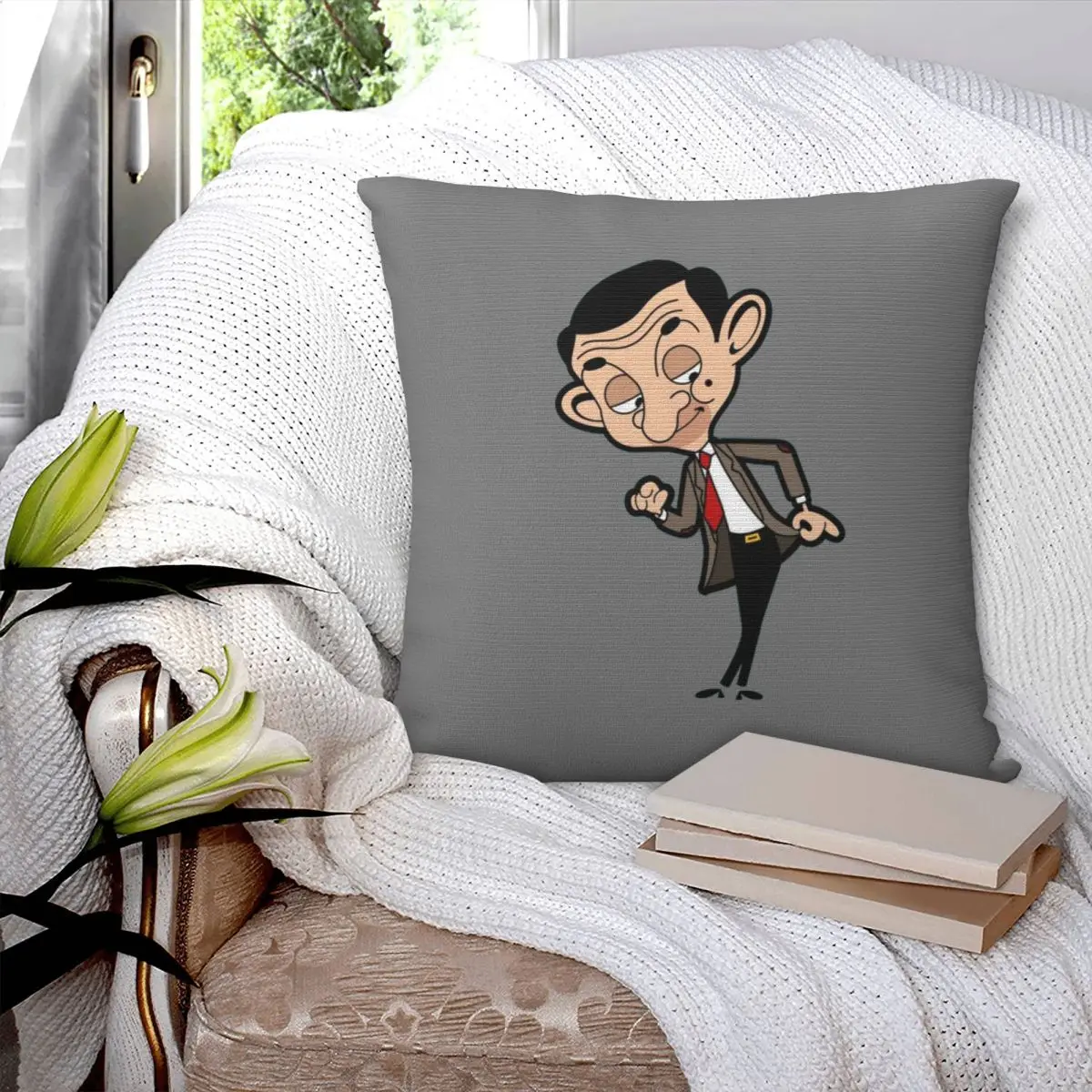 Mr Bean Square Pillowcase Pillow Cover Cushion Zip Decorative Comfort Throw Pillow for Home Bedroom