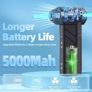 130000 RPM Mini Turbo Jet Fan Electric Air Settlement Wind Speed Adjustable Turbo Violent Fan Rechargeable with Light Cleaning 10 Main Speed Sales - №2