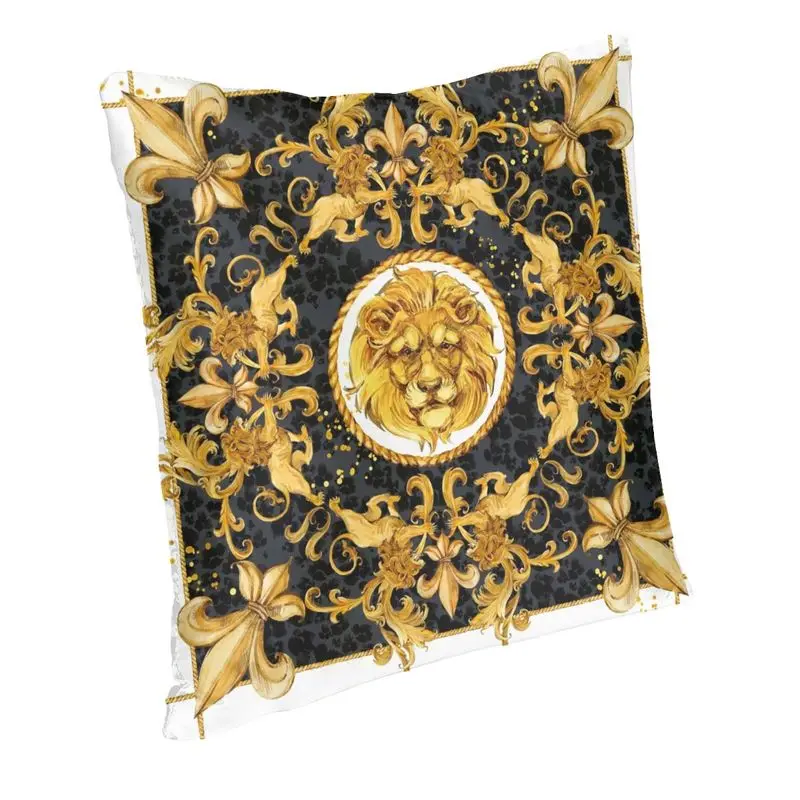 Baroque Golden Lion And Damask Cushion Cover 40x40 Home Decorative Printing Throw Pillow Case for Living Room Two Side