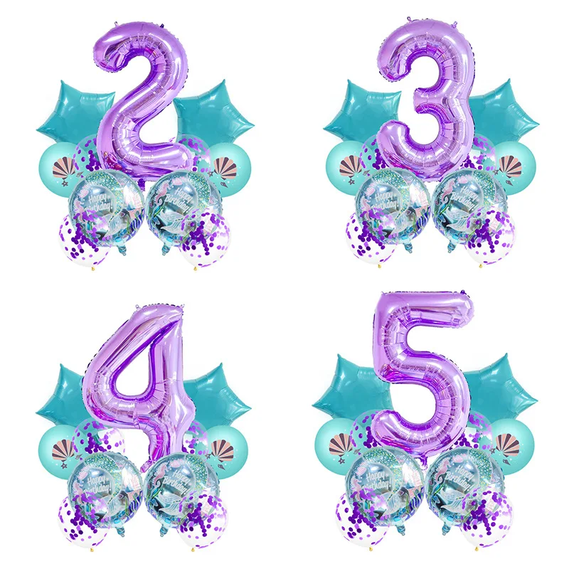 

Mermaid Quality Set 1 2 3 4 5 6 7 8 9 Purple Digital Sequenant Pill Set Mermaid theme Birthday Party Decoration Balloon