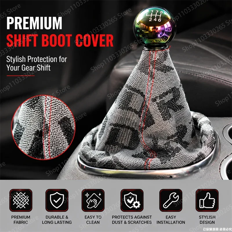 Car Gear Shift Boot Cover Printed Fabric Dustproof Anti Scratch Manual Gear Shifter Sleeve Auto Interior Decor Accessory
