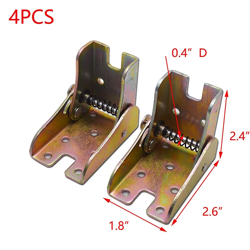 접이식 테이블 다리 침대 지지대 브래킷, 접이식 가구 다리 잠금 장치, 스프링 포함, 2.4 인치 높이, 4 개