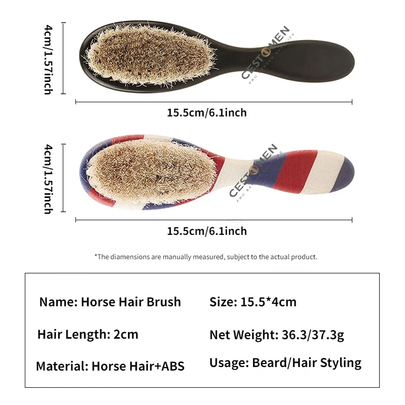 New Professional Barber Hair Cleaning Brush Men Horse Hair Bristle Beard Brush Hairdressing Neck Duster Broken Hair Remove Tools