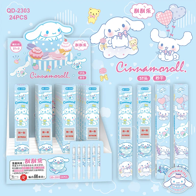 24pcs Sanrio Cinnamoroll Cartoon Anime Pressure Pen High Appearance Quick Drying Signature Pen Teacher Office Pen Gift Wholesale