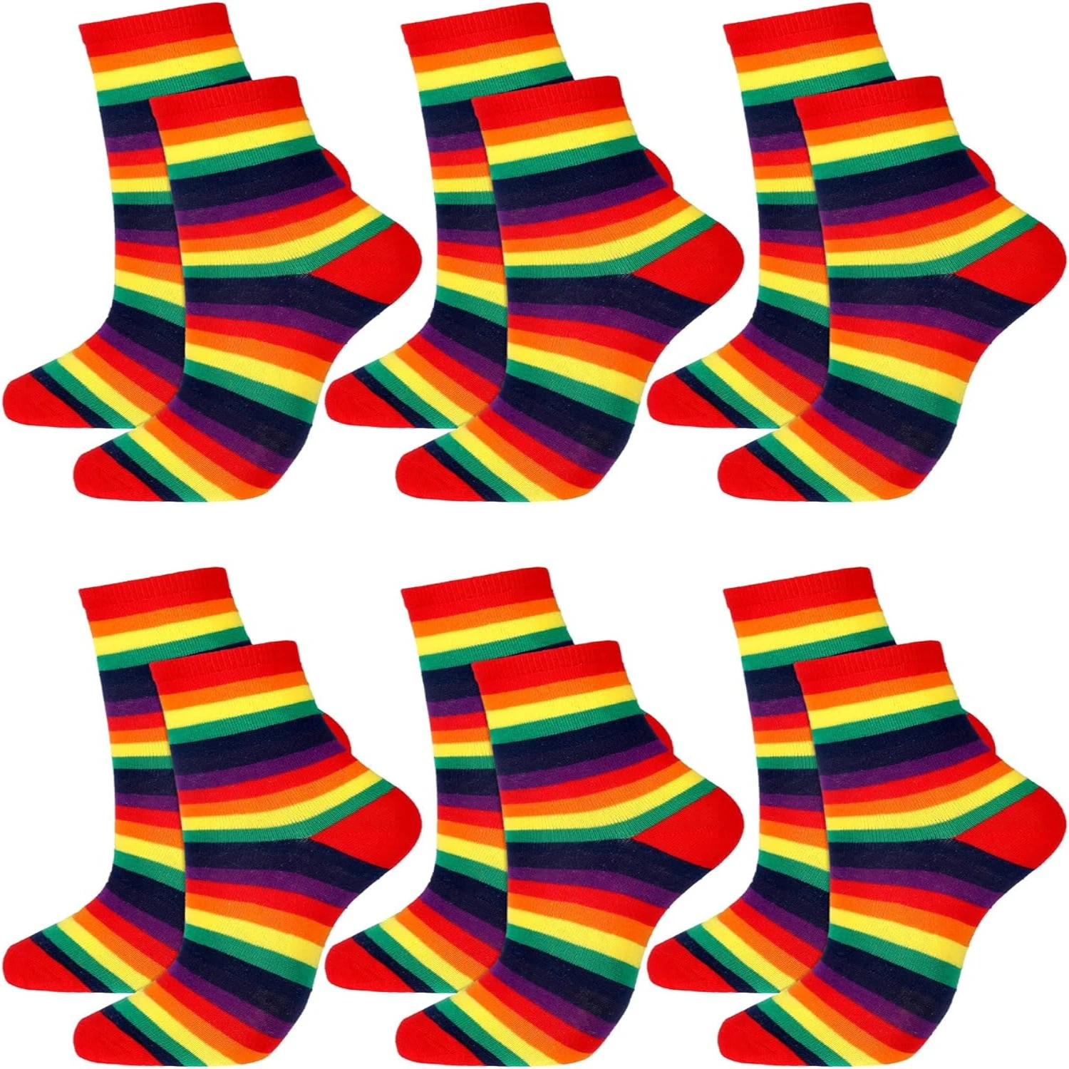 Vibrant, Colorful and Stylish Pack of 6 Cotton Tube Socks for Men and Women - Fun Unisex Pride Design - Perfect for Comfortable