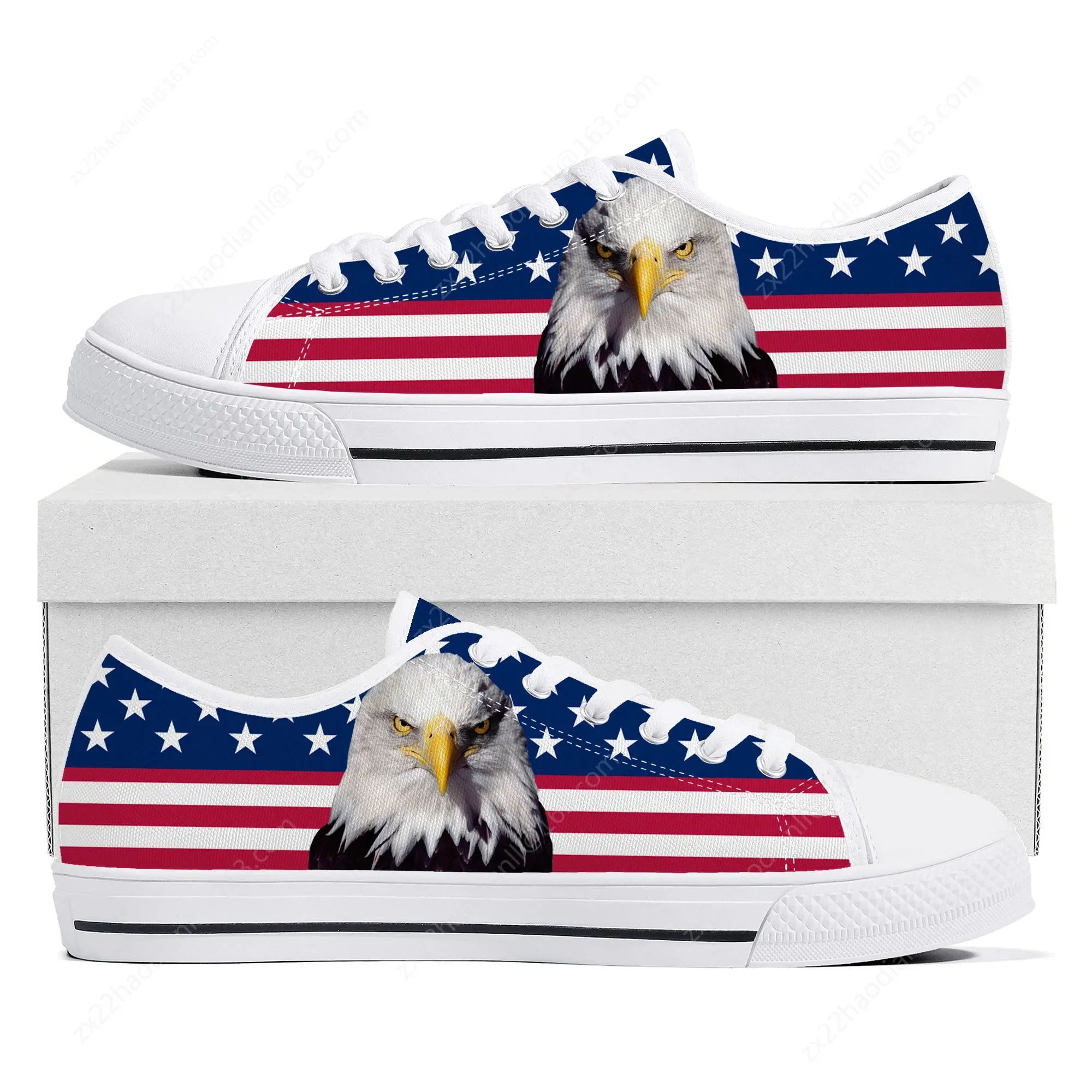 USA Flag America Red Blue White Art Low Top Quality Sneakers Mens Womens Teenager Canvas Sneaker Custom Shoe Casual Couple Shoes