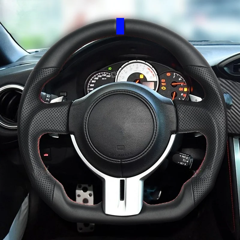 Full Leather Steering Wheel Direct Fit Replacement for Toyota 86 Subaru BRZ ZN6 First Generation 2012-2015 OE Style Car Interior