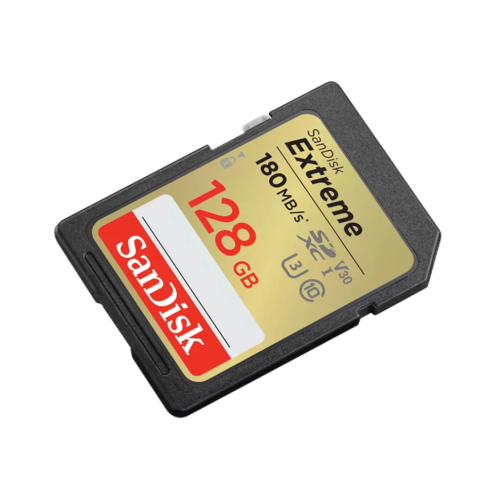 SanDisk Extreme SD UHS-I U3 V30 카드 32GB 64GB 128GB 256GB 촬영 속도 최대 180MB/s SLR 카메라/PC용 4K UHD 비디오에 적합