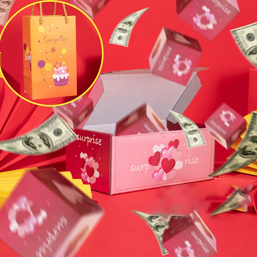 Christmas Gift Box DIY Folding Paper Box Money Pop Up Birthday Surprise Bounce Box Explosions Red Envelope Surpris Gift Box