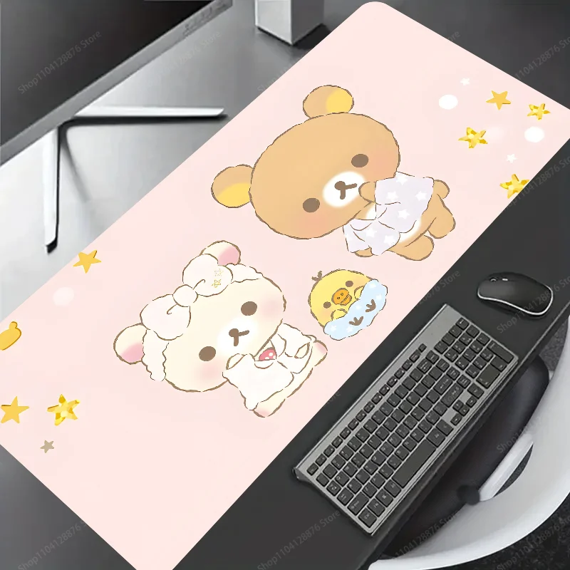Cute Cat Rilakkuma Mousepad Gaming Mouse pad Gamer Pc Accessories Deskmat Keyboard Mat Desk Protector Mause Pads