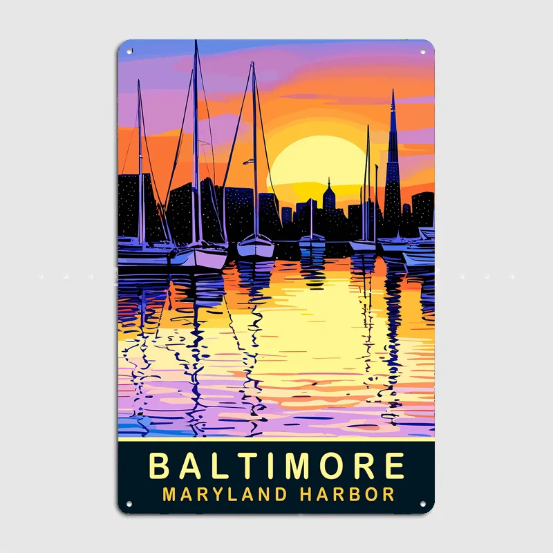 Maryland Harbor Baltimore Poster Metal Sign Custom Bedroom Room Decor Home Wall Decor Posters Indoor Wall Decoration