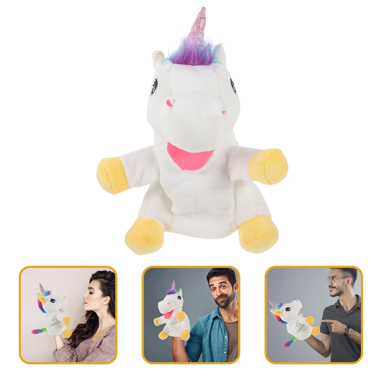 

Toy Unicorn Hand Puppet Puppets for Adults Rabbit Storytelling White Decorative Realistic Children