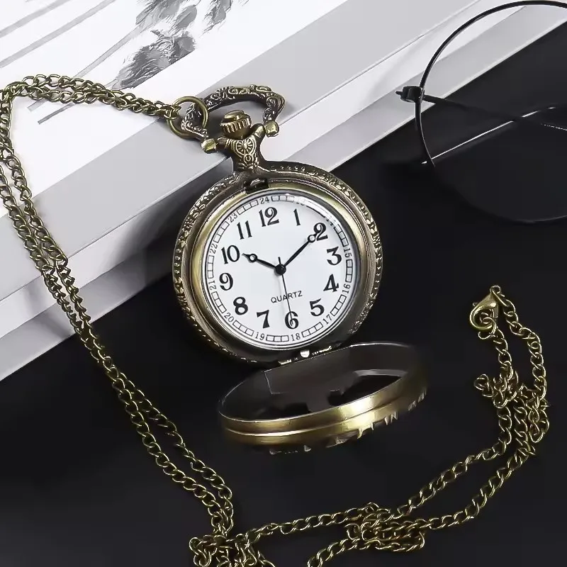 ساعة جيب كوارتز رقمية ، علبة عتيقة ، قلادة قلادة ، سلسلة ، نقش أجوف ، شجرة عالمية ، جديدة ، كلاسيكية