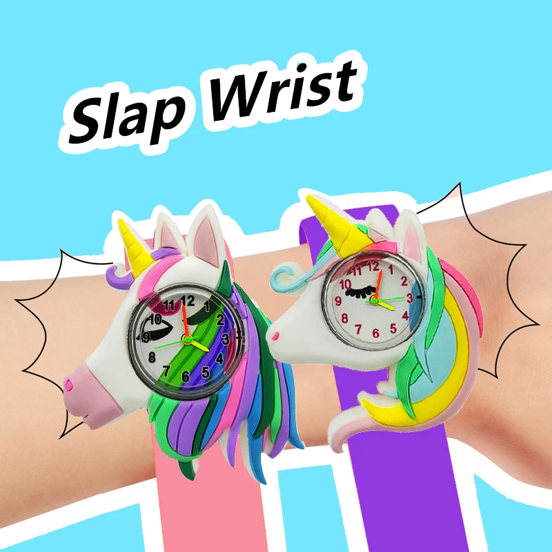 10 Stück Großhandel Kinder Einhorn Uhr Uhren Kinder Pony Uhr Fabrik heißen Verkauf Baby lernen Zeit Spielzeug Armband Geburtstags geschenk