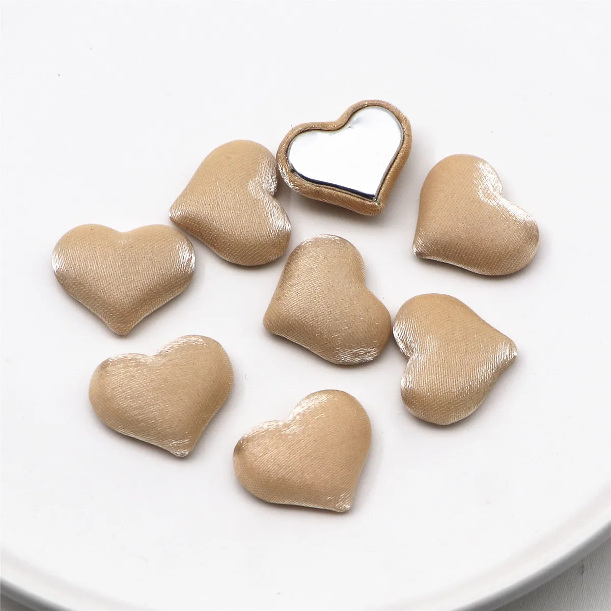 20pcs 22*18mm Fabric Covered Heart Flatback Cabochon Crafts DIY Scrapbooking Decoration Accessories