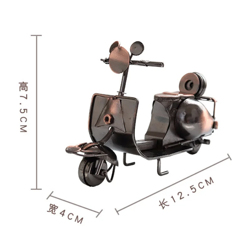 Creative Retro Motorcycle Car Model, Home Decoration, Nordic Luxury Miniature Iron Scooter, Decoration Accessories, Holiday Gift