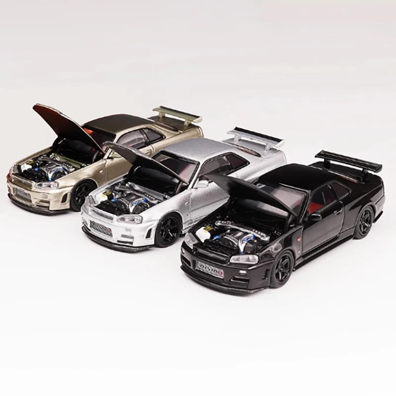 

MH масштаб 1:64 GTR-R34 Z-TUNE литая под давлением модель автомобиля из сплава, имитация готовой коллекции автомобилей, точечный орнамент, подарок