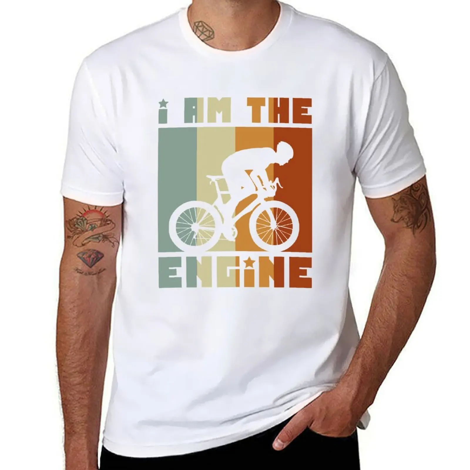 

I Am The Engine Cool Cycling Bicycle Riding Retro Slogan T-Shirt funny t shirts dark humor man t shirts graphic T-Shirt