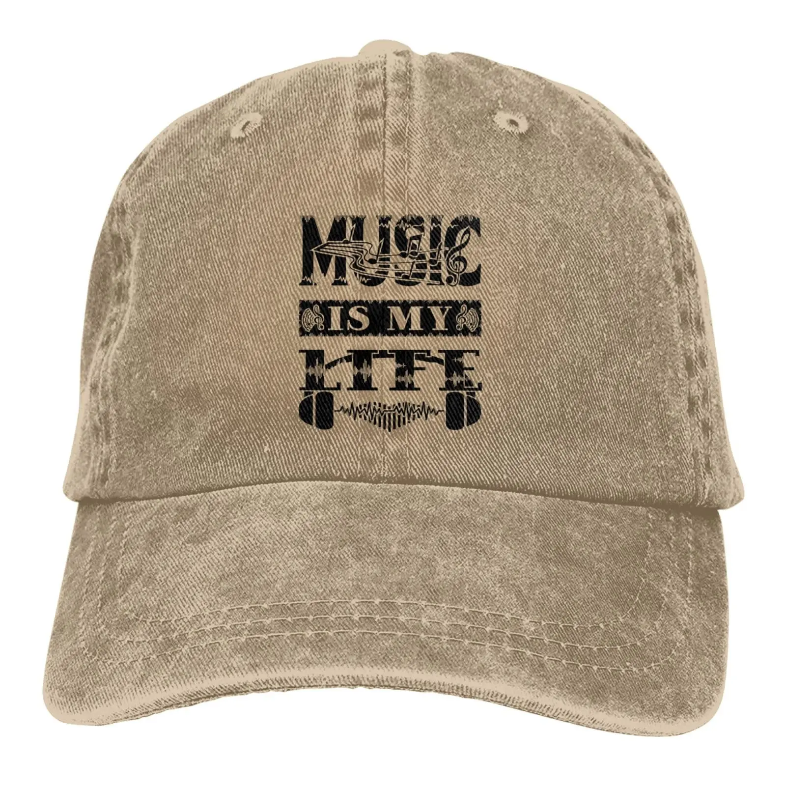 Music is My Life Black Baseball Cap Golf Dad Hat Adjustable Original Classic Low Profile Cotton Hat Outdoor Hat For Men Women