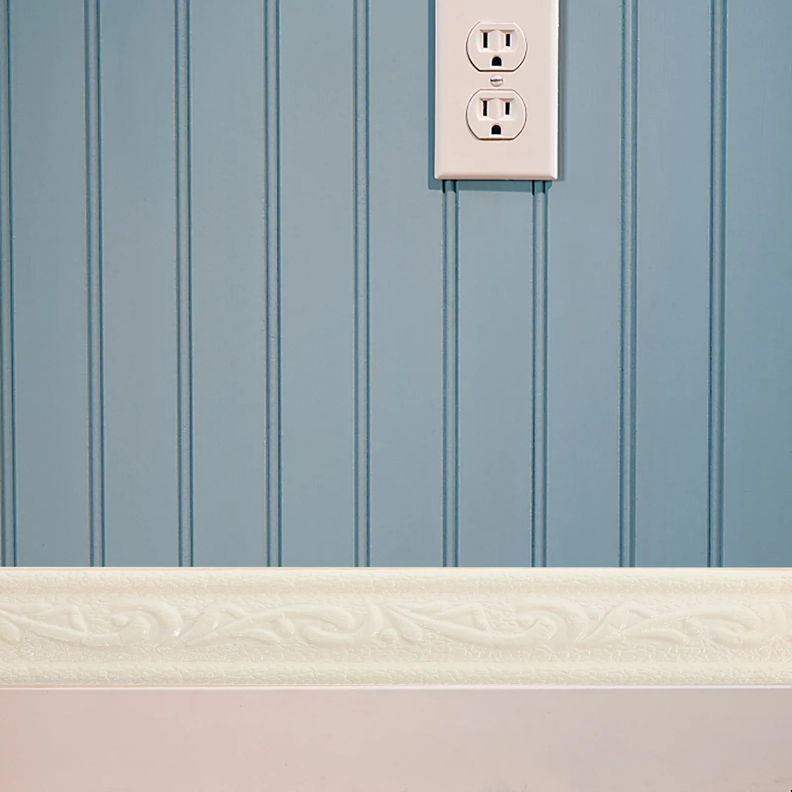 2 Rolls Wall Skirting Border Sticker Flexible Adhesive Molding Trim Foam Wall Corner for Home Bathroom