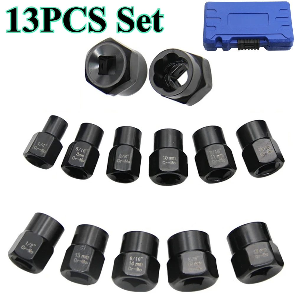Tire Stripped Screw Tool Kit 13PCS Hexagonal Removal Sleeve Set Damaged Nut Bolt And Screw Remover