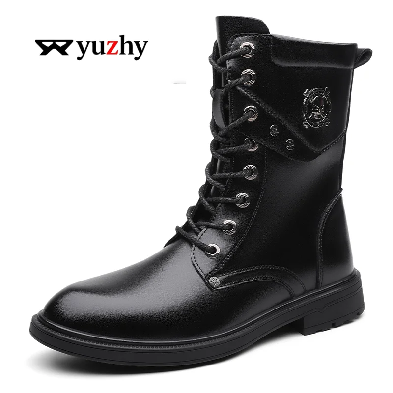 Unisex High-Top Chunky Sole Platform Boots - Winter Couple Shoes in Black and White