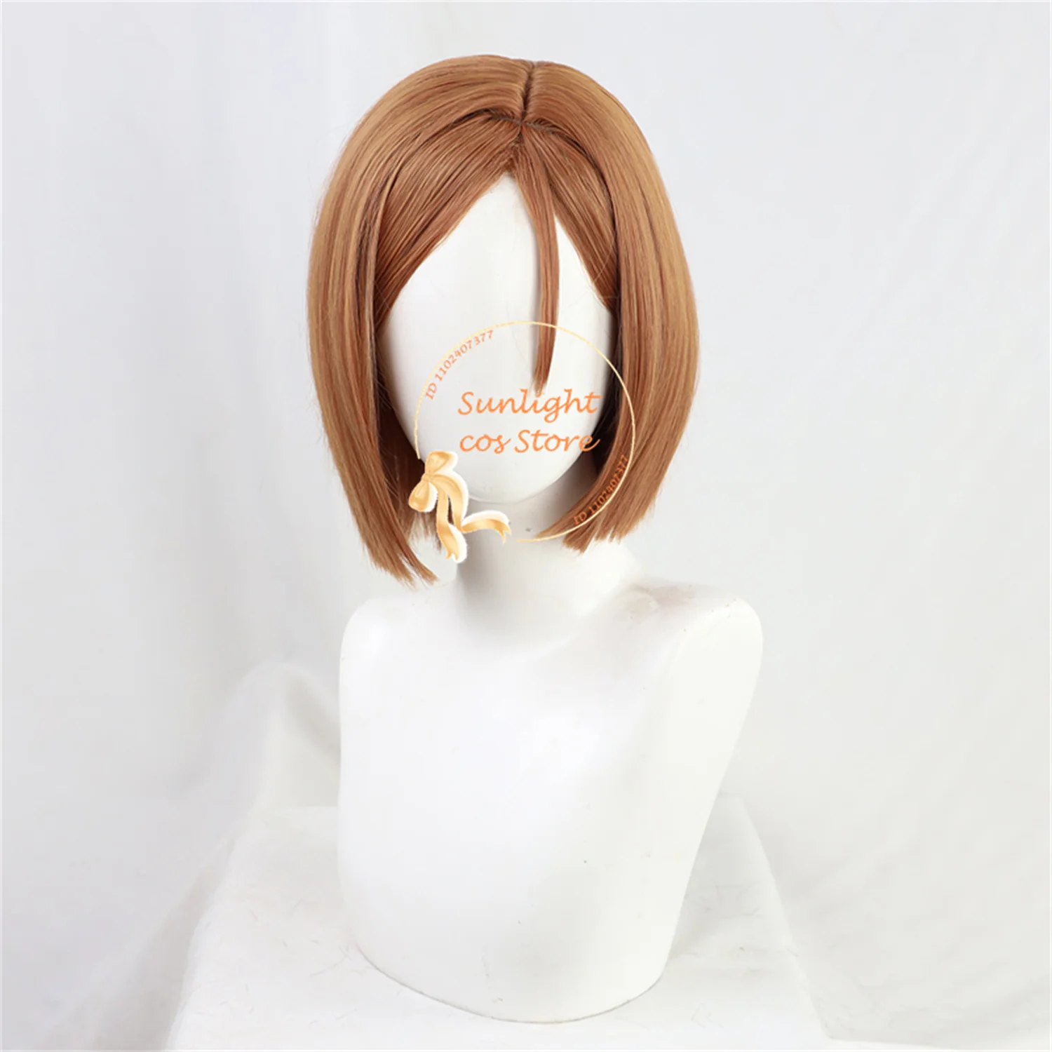 Anime Kugisa Nobara Cosplay Wig Orange Brown Women Short Wig Kugisaki Nobara Cosplay Wig Stickers Heat Resistant Synthetic Hair