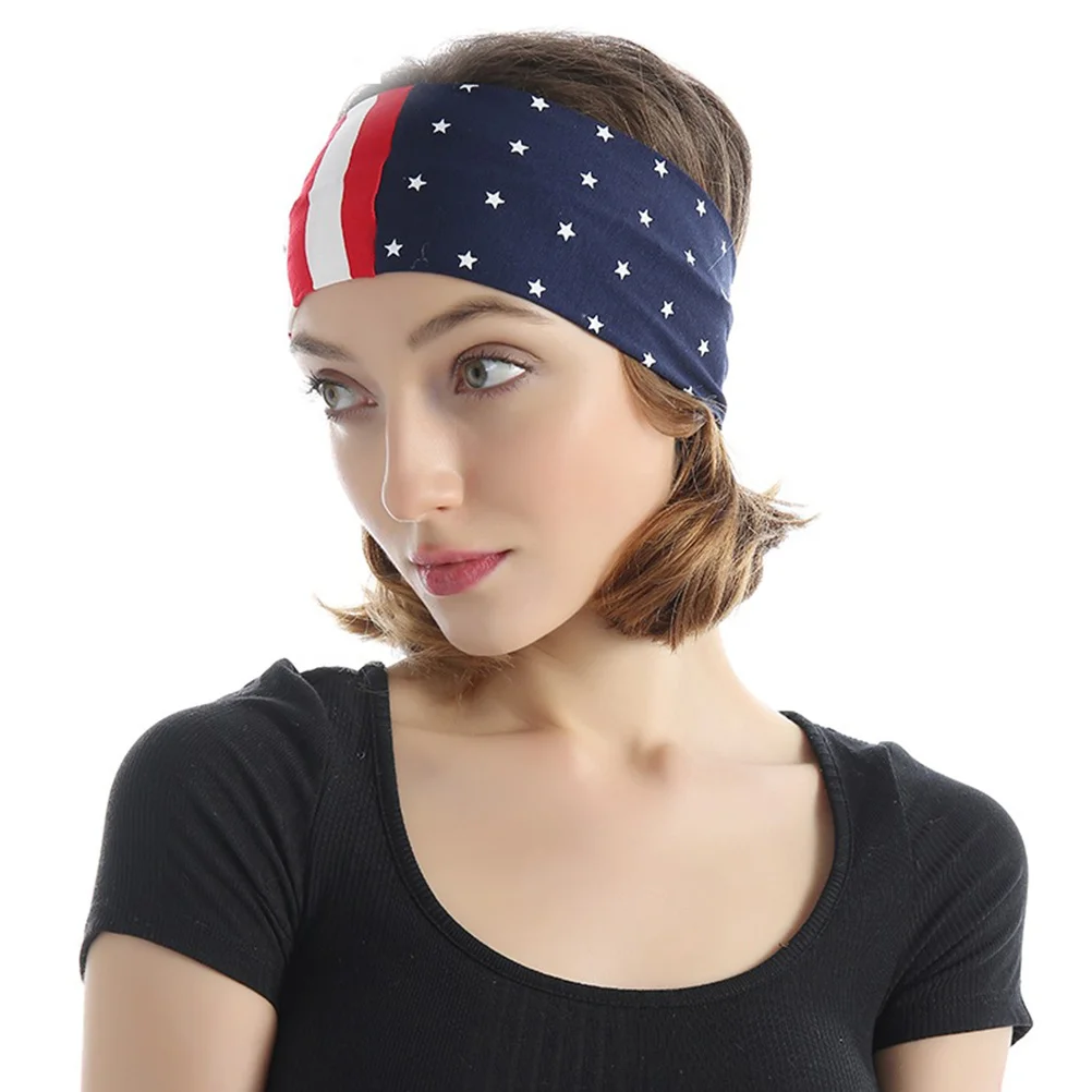 

Us Flag Design Headband Fashionable Sweat Absorbing Fitness Headband for Women Sports Yoga Running Compact Travel Friendly