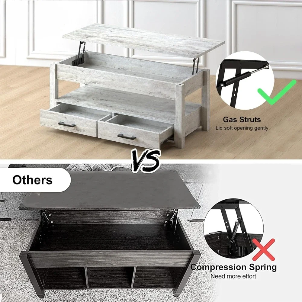 Oversized Coffee Table com Storage Drawer, Sala Móveis, Hidden Compartment, Frete Grátis