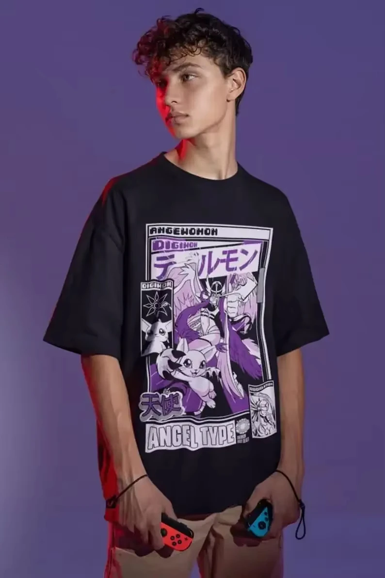 2025 Fashion Comedy Angry Shirt Digimon Anime Patamon T-shirt Magnangmon T-shirt Sera Phimon T-shirt Outdoor Casual Plus Size